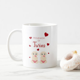 Proud Mom of Twins Quote in Red Kaffemugg