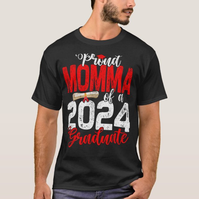 Proud Momma från 2024 student seniora gra T Shirt (Framsida)