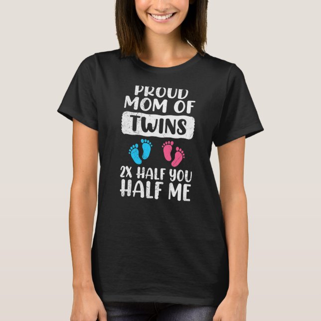 Proud Mor av twillingar, stolta mamma Premiu T Shirt (Framsida)