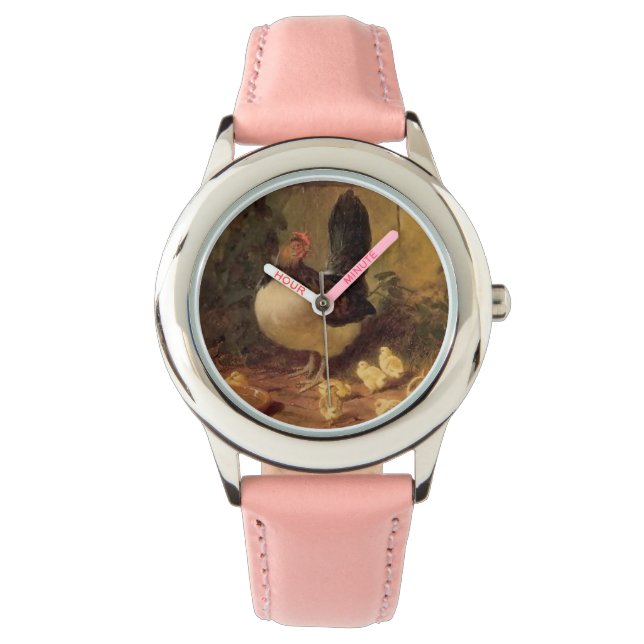 Proud Mor Hen och hennes Chickar (Baby Chickens) Armbandsur (Framsida)