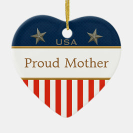 Proud Mor USA Patriotic Photo Heart Ornament