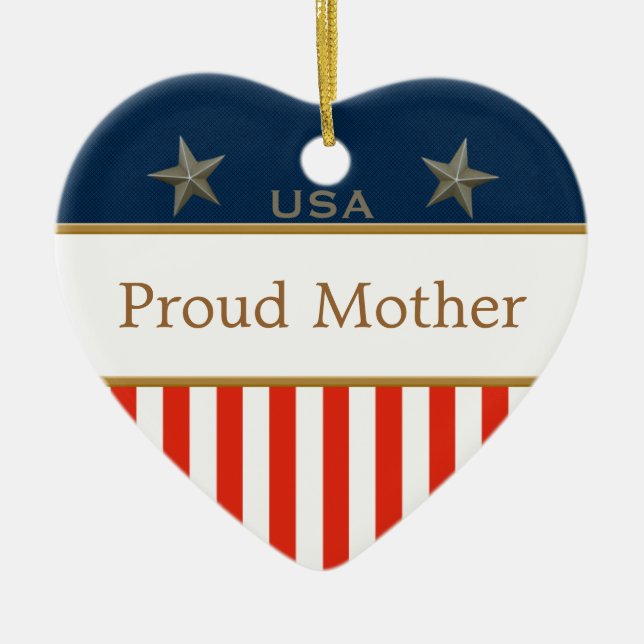 Proud Mor USA Patriotic Photo Heart Ornament (Framsidan)