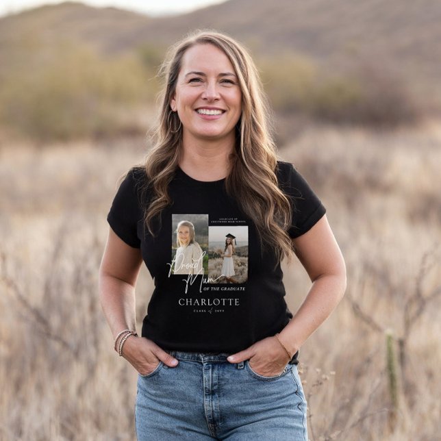 Proud Morsa i Student-skriptet Photo Keepsaké T Shirt (Proud Mum of the Graduate Script Photo Keepsake Tri-Blend Shirt)