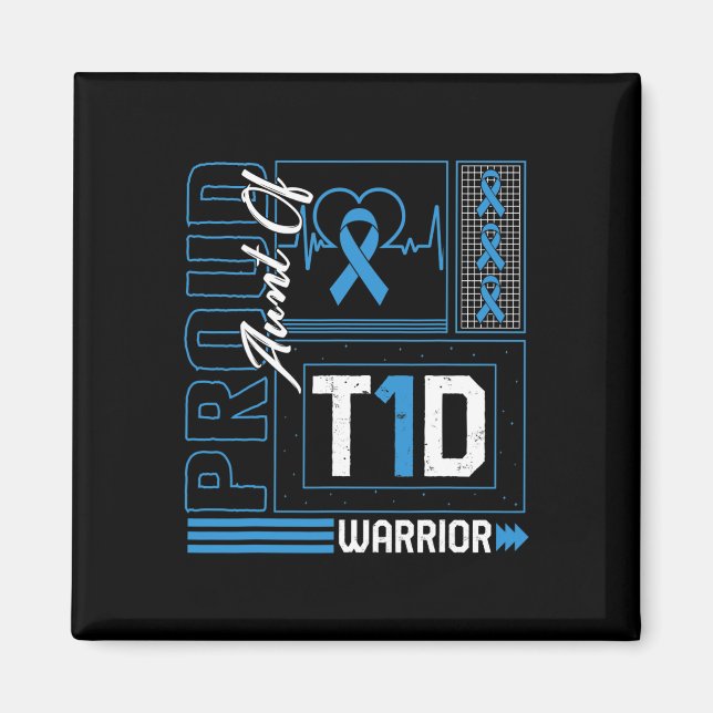 Proud Moster av T1D-kritiker Ribbon Diabetes Aware Magnet (Framsidan)