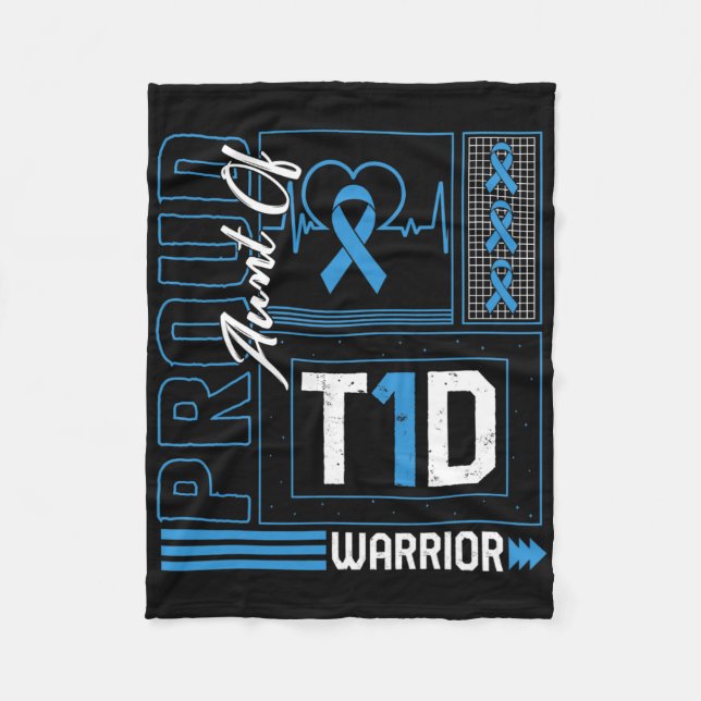 Proud Moster av T1d Warrior Ribbon Diabetes Awaren Fleecefilt (Framsidan)