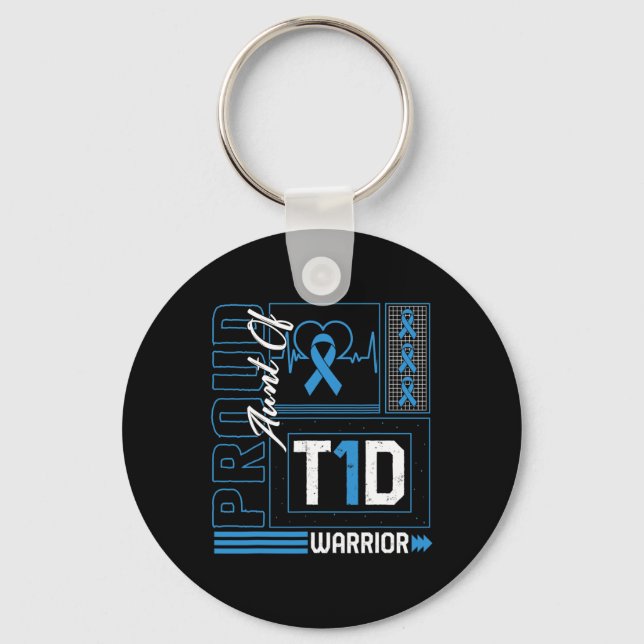 Proud Moster av T1d Warrior Ribbon Diabetes Awaren Nyckelring (Framsida)