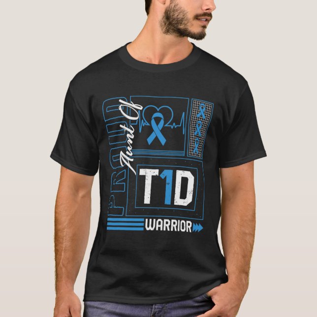 Proud Moster av T1d Warrior Ribbon Diabetes Awaren T Shirt (Framsida)