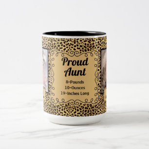 Proud Moster Cheetah Animal Print med Baby-foton Två-Tonad Mugg