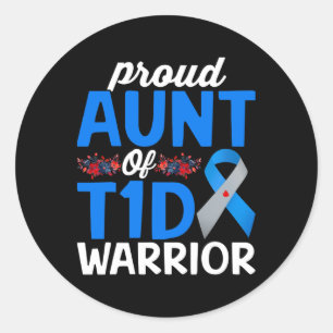 Proud Moster of T1d Warrior Survivor Diabetes Awar Runt Klistermärke