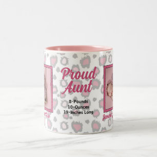 Proud Moster Rosa Animal Print med Baby Photos Två-Tonad Mugg