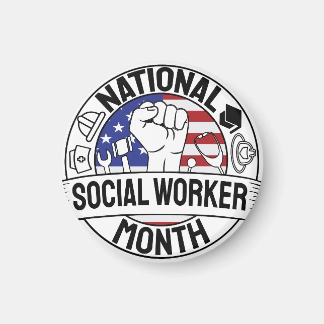 Proud Motivating National Social working Month US Magnet (Framsidan)