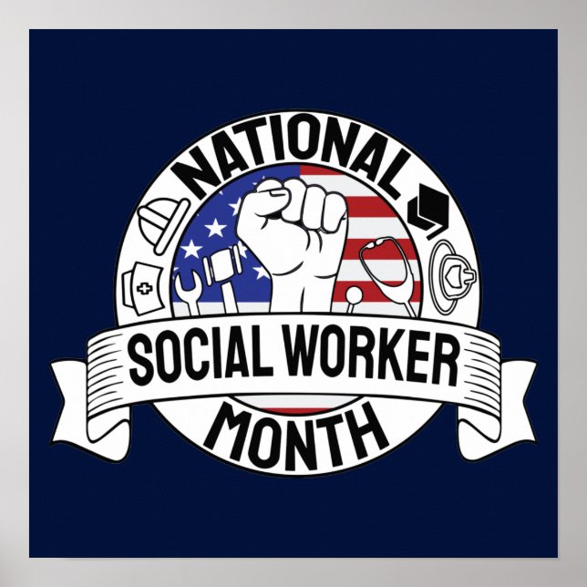 Proud Motivating National Social working Month US Poster (Framsidan)