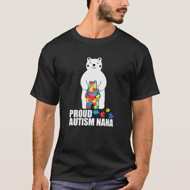 Proud Nana Bear Autism Awareness Puzzle Biet Fami T Shirt (Framsida)