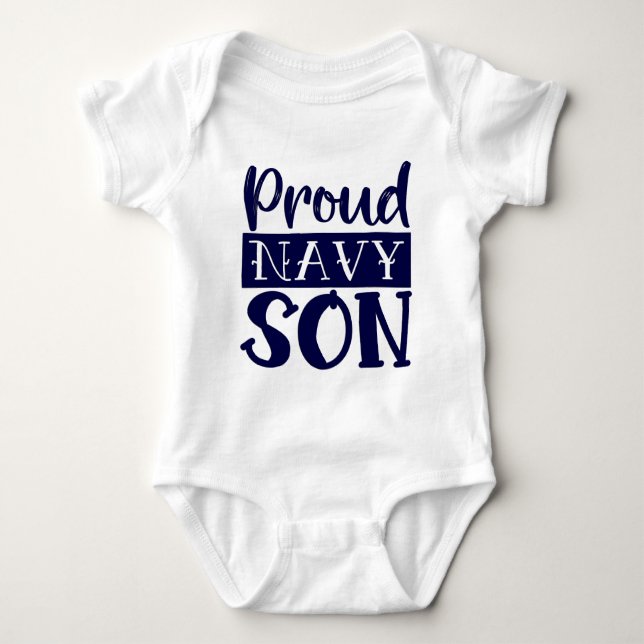 Proud Navy Son Baby Bodykostydräkt T Shirt (Framsida)