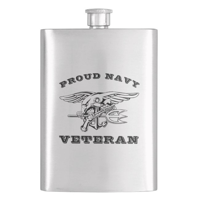 Proud Navy Veteran Stainless Steel-kolv Fickplunta (Framsidan)