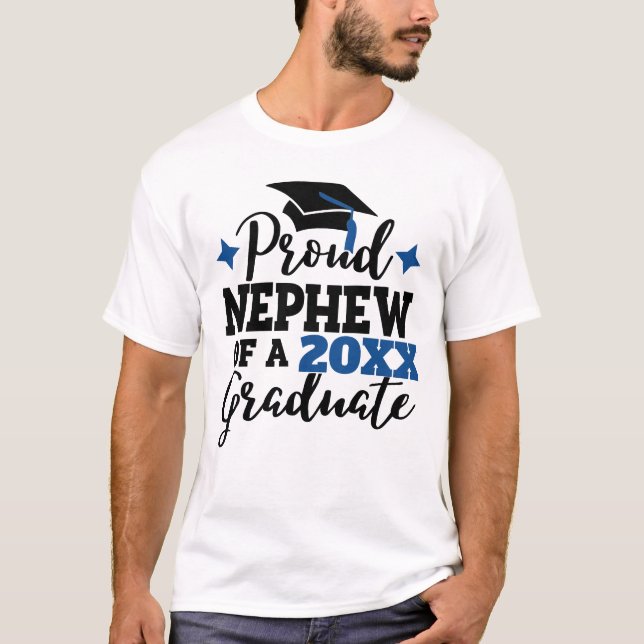Proud nephew 2022 student svart blått tassel t shirt (Framsida)