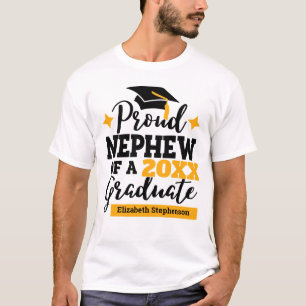 Proud nephew 2022 student svart guld tassel namn t shirt