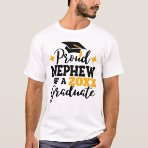 Proud nephew 2022 student svart guld tassel t shirt