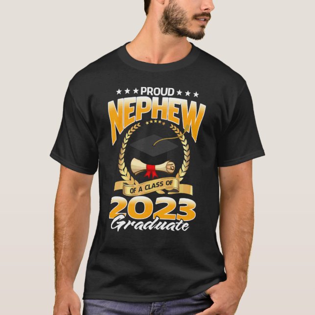 Proud Nephew av klass 2023 Student T Shirt (Framsida)