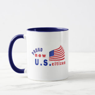 Proud New American Flagga Mugg, New US Citizen Cof Mugg