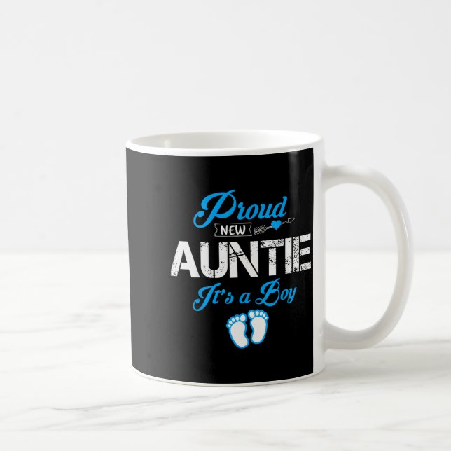 Proud New Auntie It's A Boy Gender Reveal Funny Fa Kaffemugg (Höger)