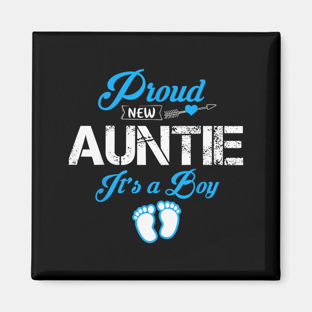 Proud New Auntie It's A Boy Gender Reveal Funny Fa Magnet (Framsidan)