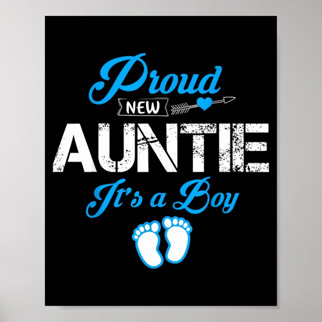 Proud New Auntie It's A Boy Gender Reveal Funny Fa Poster (Framsidan)