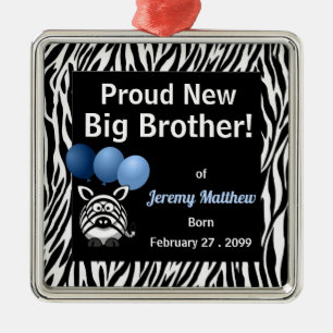 Proud New Big Brother Blue Zebra Julgransprydnad Metall