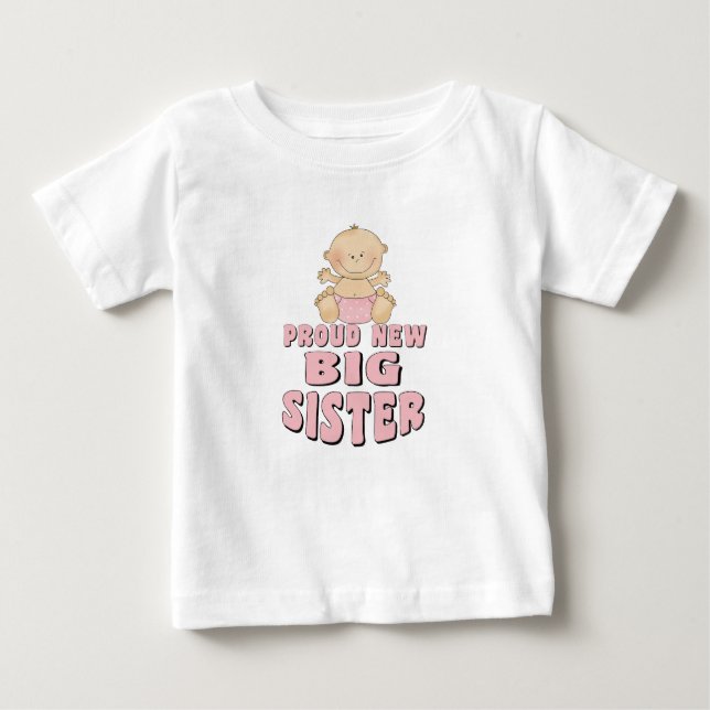 Proud New Big Sister Girl T Shirt (Framsida)