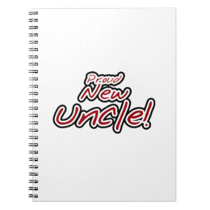 Proud New farbror Red and Black Text Gifts Anteckningsbok Med Spiral
