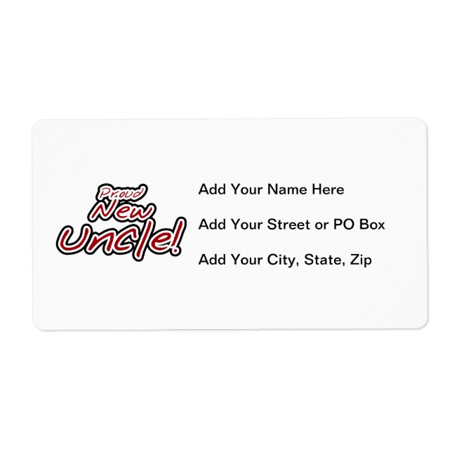 Proud New farbror Red and Black Text Gifts Fraktsedel (Framsidan)