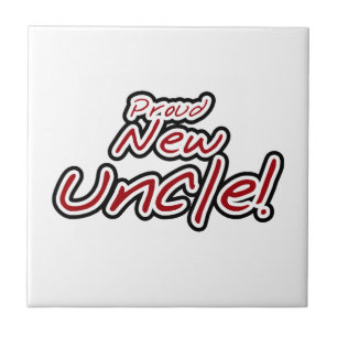 Proud New farbror Red and Black Text Gifts Kakelplatta