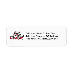Proud New farbror Red and Black Text Gifts Returadress Etikett