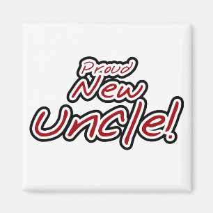 Proud New farbror - Red and Black Text Magnet