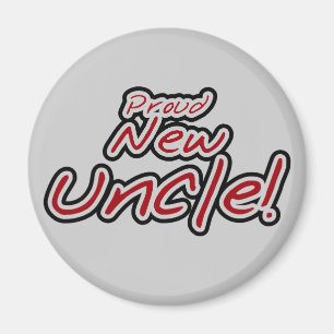 Proud New farbror - Red and Black Text Magnet