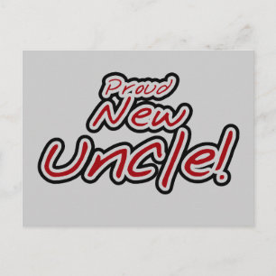 Proud New farbror - Red and Black Text Vykort