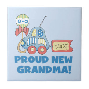Proud New Grandma Det är en pojkgåva Kakelplatta