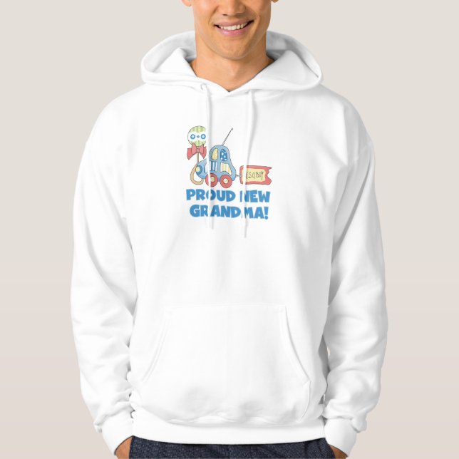 Proud New Grandma-it är Boy Tshirts and Gifts Hoodie (Framsida)