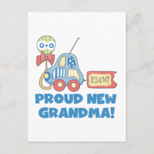 Proud New Grandma-it är Boy Tshirts and Gifts Meddelande Vykort