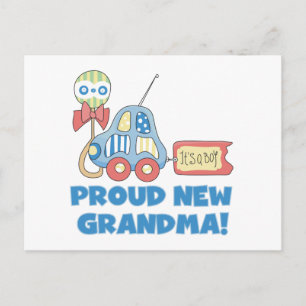 Proud New Grandma-it är Boy Tshirts and Gifts Meddelande Vykort