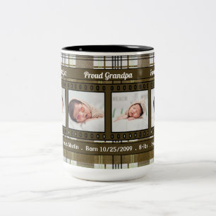 Proud New Grandpa 4 Photo Play in Brown Två-Tonad Mugg