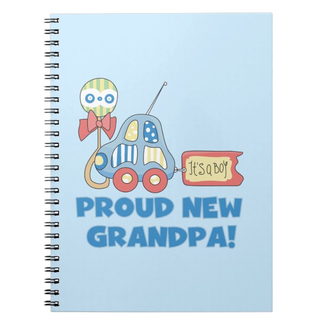 Proud New Grandpa Car Det är en pojkgåva Anteckningsbok Med Spiral (Framsidan)