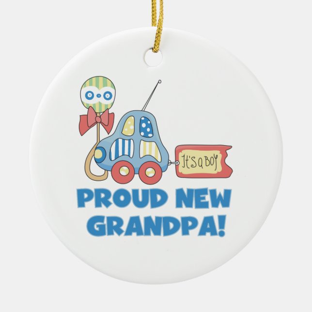Proud New Grandpa Car Det är en pojkgåva Julgransprydnad Keramik (Framsidan)