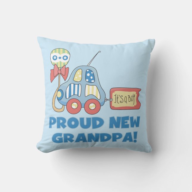 Proud New Grandpa Car Det är en pojkgåva Kudde (Framsida)