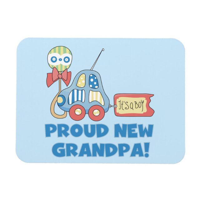 Proud New Grandpa Car Det är en pojkgåva Magnet (Horisontell)