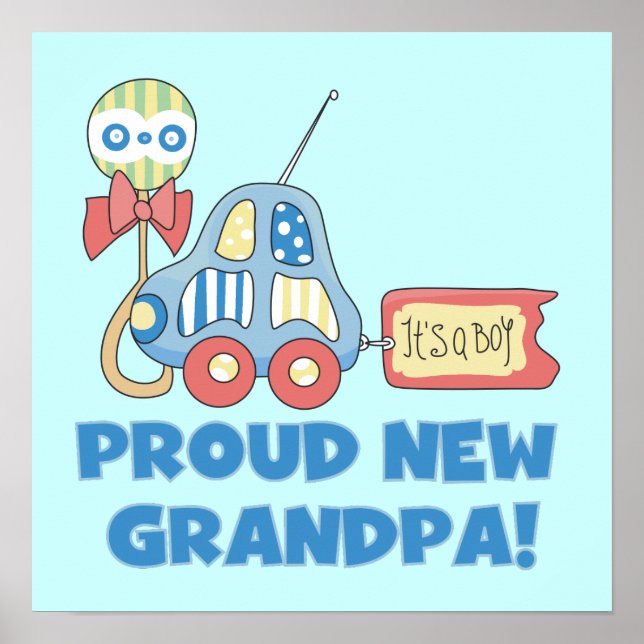 Proud New Grandpa Car Det är en pojkgåva Poster (Framsidan)