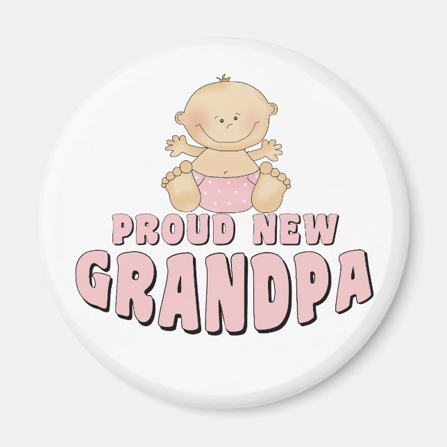 PROUD NEW Grandpa Girl Magnet (Framsidan)
