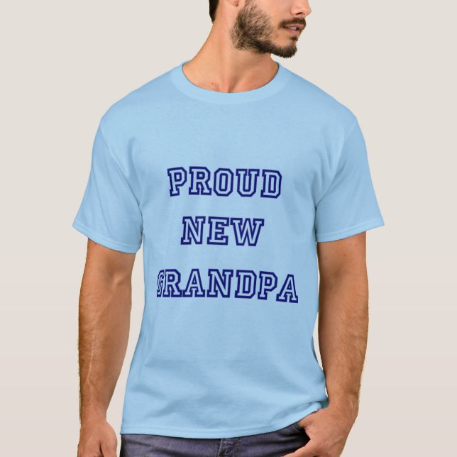 Proud New Grandpa-Universiteten Text Tshirts (Framsida)