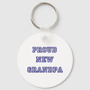 Proud New Grandpa-Universiteten Text Tshirts Nyckelring