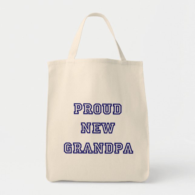 Proud New Grandpa-Universiteten Text Tshirts Tygkasse (Framsidan)